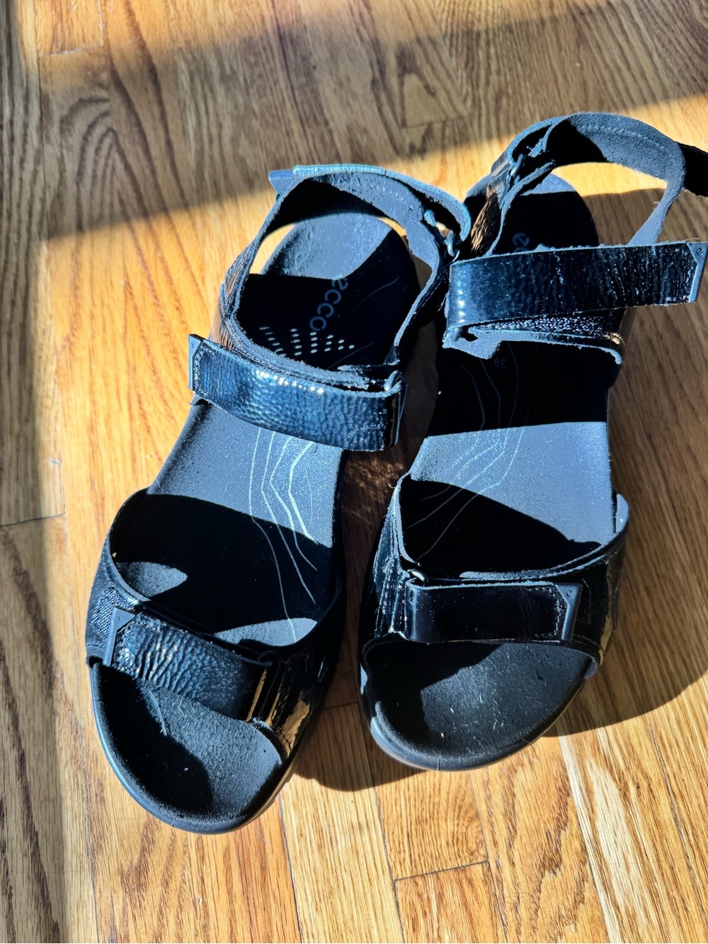 Women’s Ecco Black Patent Strap Sandals